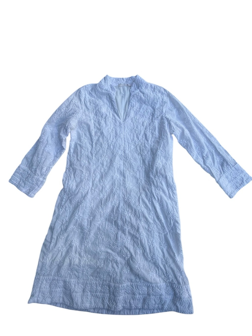 Soft Surroundings White Embroidered 100% cotton dress size XSmall with pockets